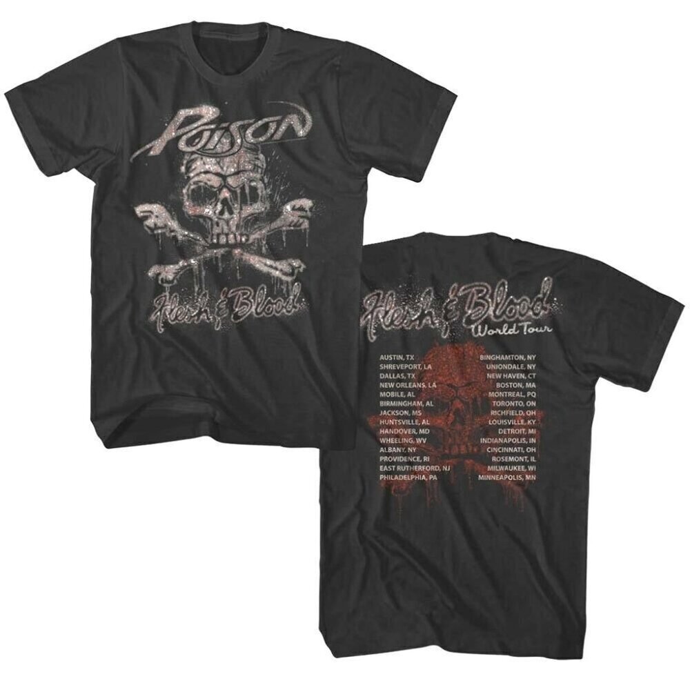 Poison Flesh Blood World Tour Graphic Rock Music Concert T-Shirt